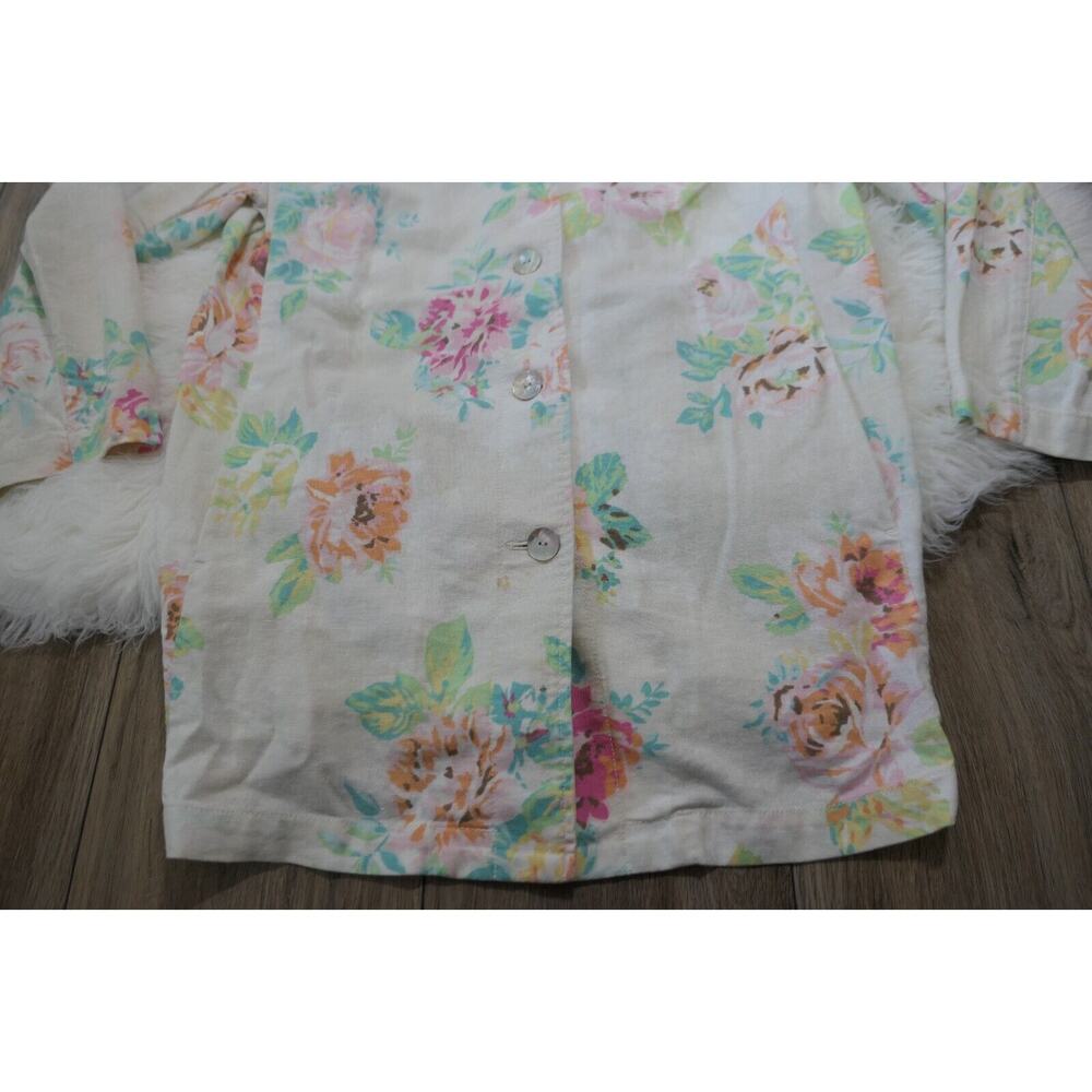 J. JILL Womens Large Floral Button Down Linen Blend Jacket-Shirt - Picture 6 of 13